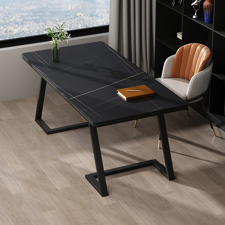 Stone Rectangular Writing Desk Modern 29.53-inch Tall Office Desk