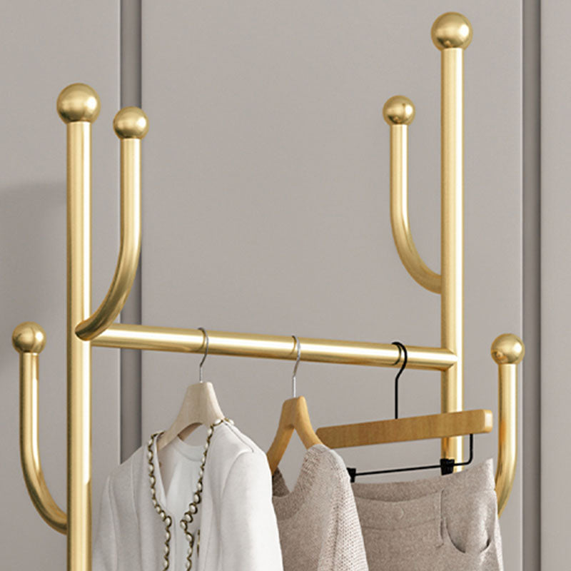 Gorgeous Plain Coat Rack Coat Hooks Basket Storage Metal Coat Rack with Castors