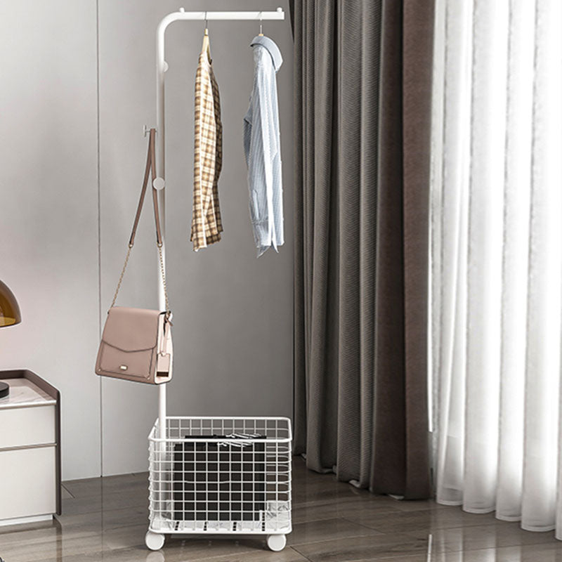 Luxurious Metal Coat Rack Basket Storage Detail Coat Rack with Coat Hooks