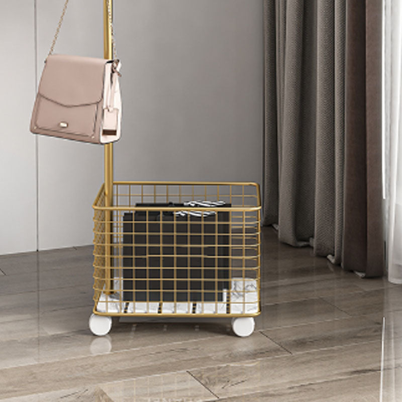 Luxurious Metal Coat Rack Basket Storage Detail Coat Rack with Coat Hooks