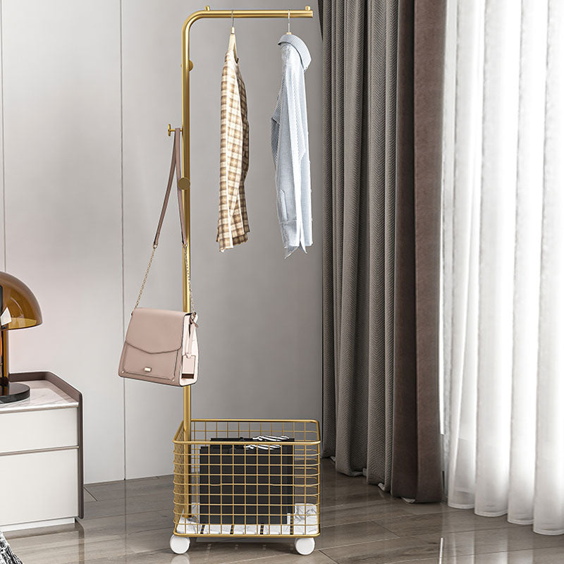 Luxurious Metal Coat Rack Basket Storage Detail Coat Rack with Coat Hooks