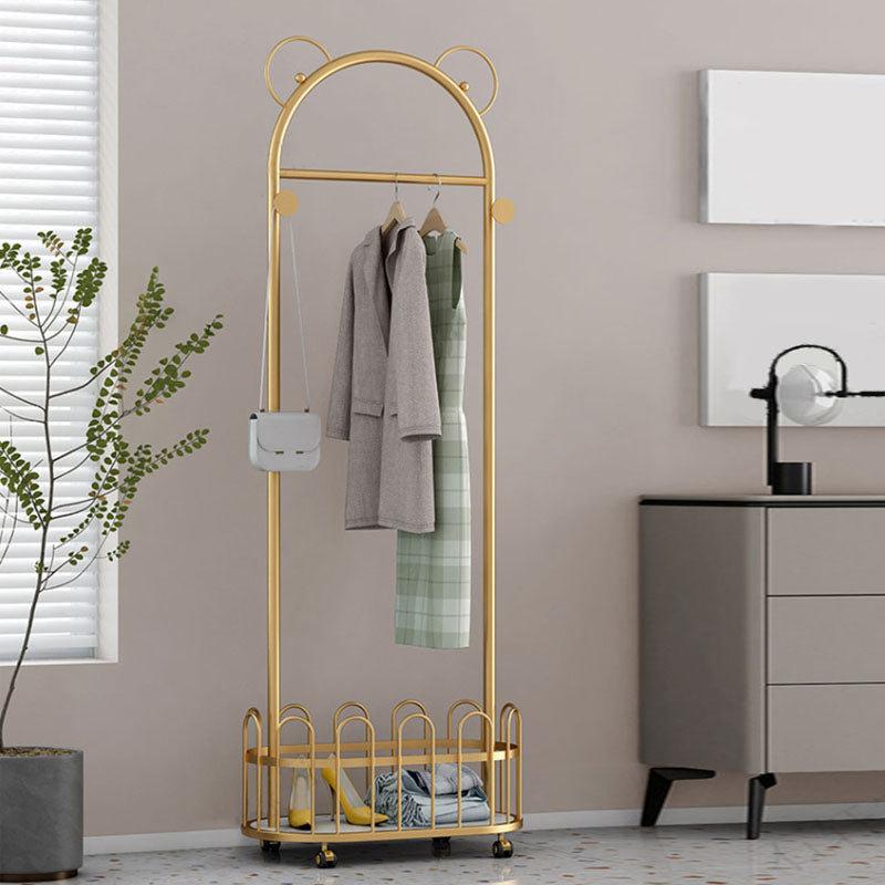 Gorgeous Metal Coat Rack Designer Storage Basket Coat Rack with Castors