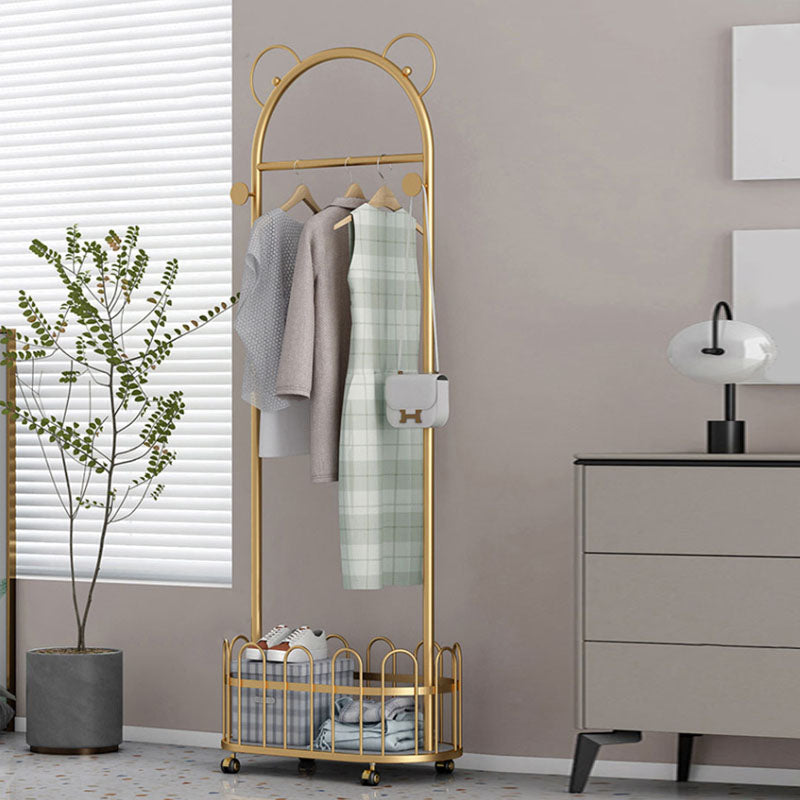 Gorgeous Metal Coat Rack Designer Storage Basket Coat Rack with Castors