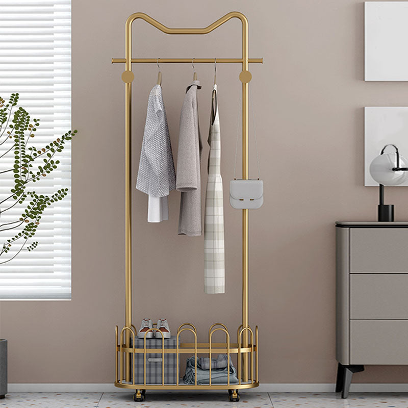 Gorgeous Metal Coat Rack Designer Storage Basket Coat Rack with Castors