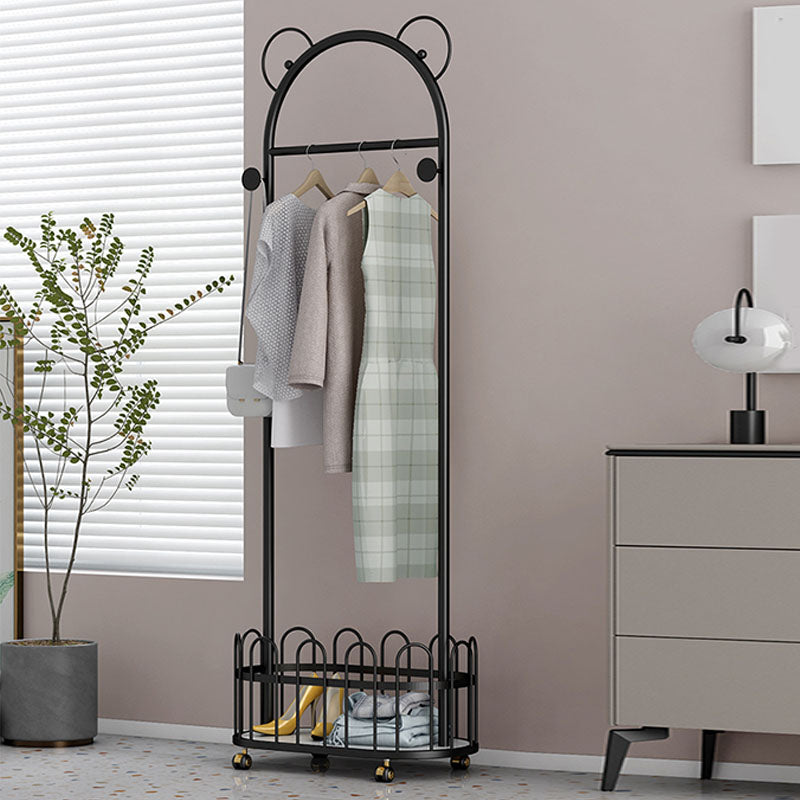 Gorgeous Metal Coat Rack Designer Storage Basket Coat Rack with Castors