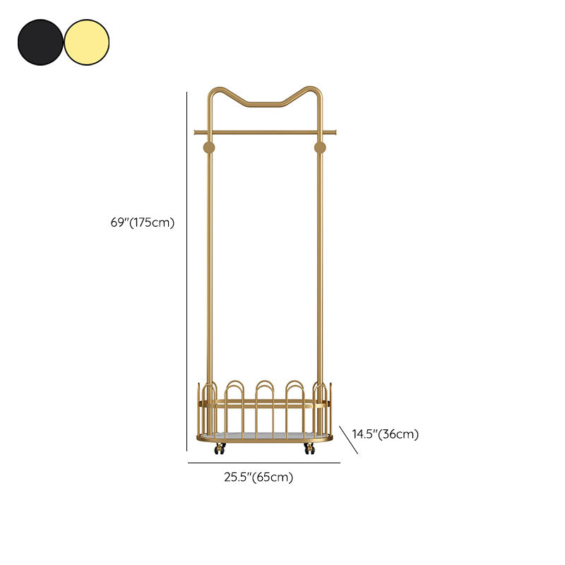 Gorgeous Metal Coat Rack Designer Storage Basket Coat Rack with Castors