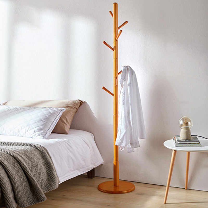 71"H Scandinavian Hall Tree Bedroom Modern Solid Wood Coat Hang with Hangers