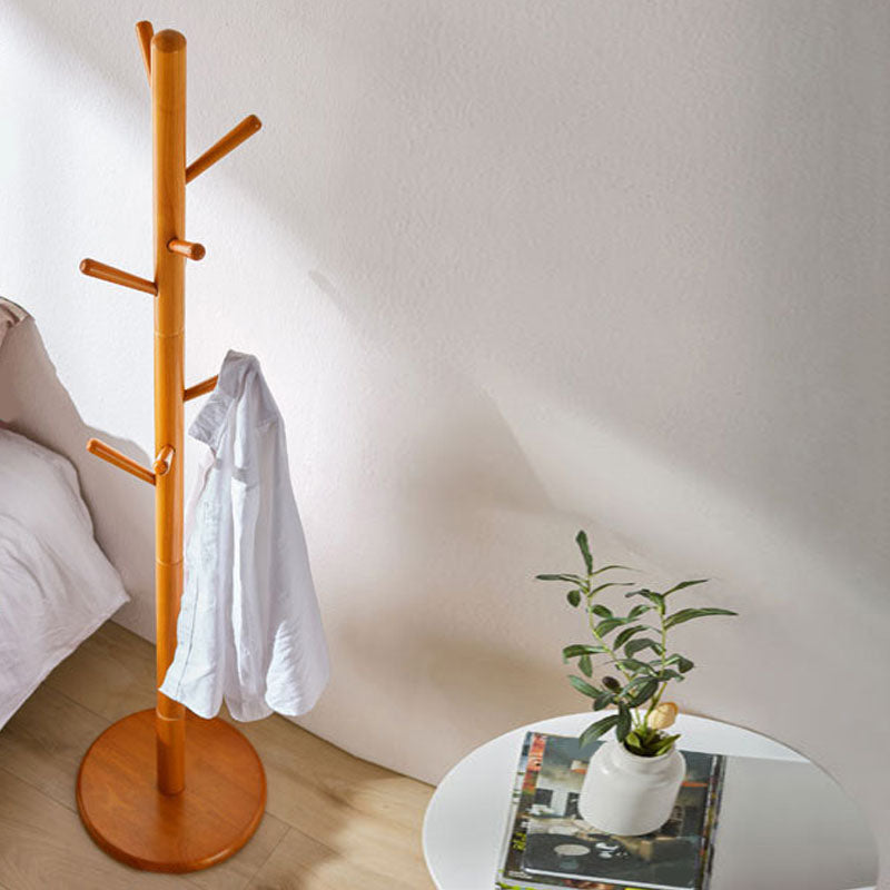 71"H Scandinavian Hall Tree Bedroom Modern Solid Wood Coat Hang with Hangers