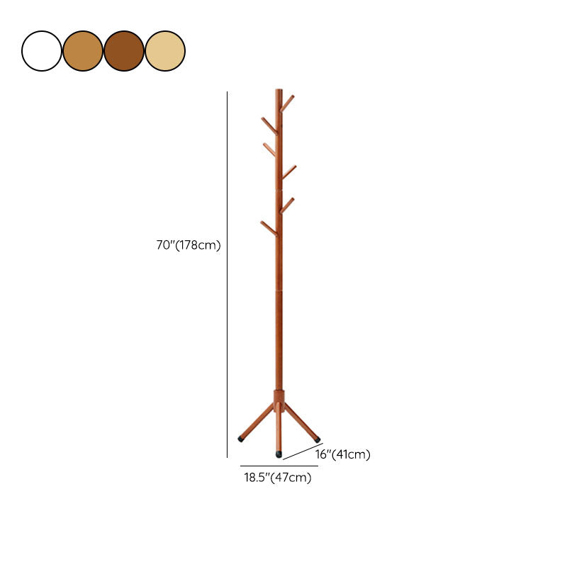 71"H Scandinavian Hall Tree Bedroom Modern Solid Wood Coat Hang with Hangers