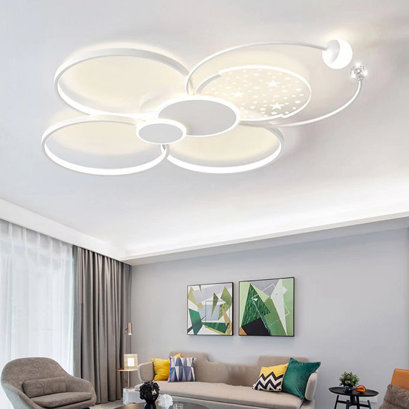 Modern LED Metal Flush Mount Circle Shape Ceiling Light with Acrylic Shade for Living Room