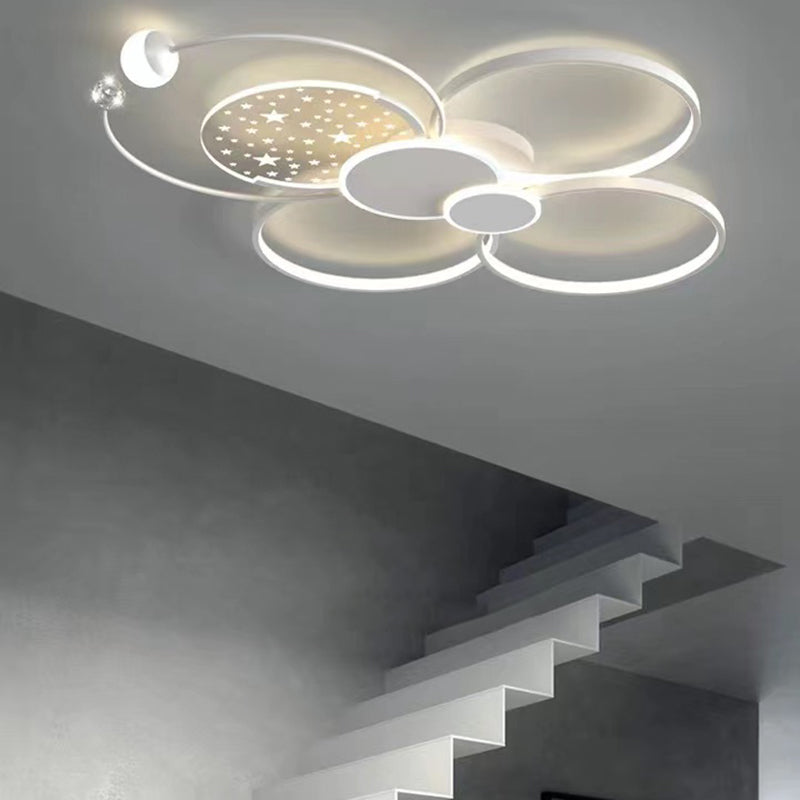 Modern LED Metal Flush Mount Circle Shape Ceiling Light with Acrylic Shade for Living Room