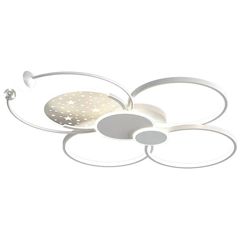 Modern LED Metal Flush Mount Circle Shape Ceiling Light with Acrylic Shade for Living Room