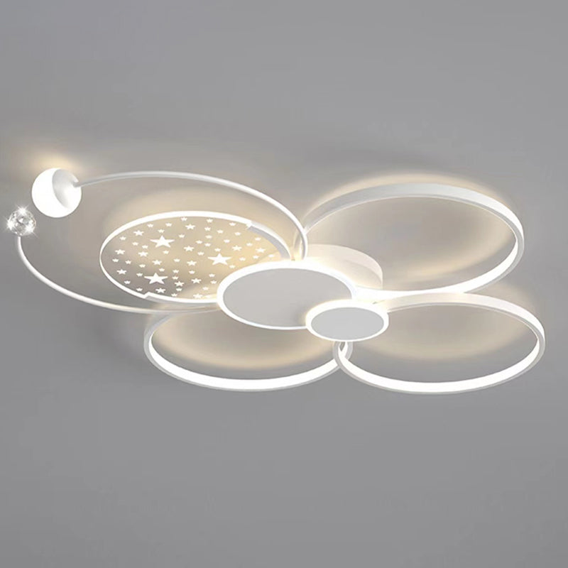 Modern LED Metal Flush Mount Circle Shape Ceiling Light with Acrylic Shade for Living Room