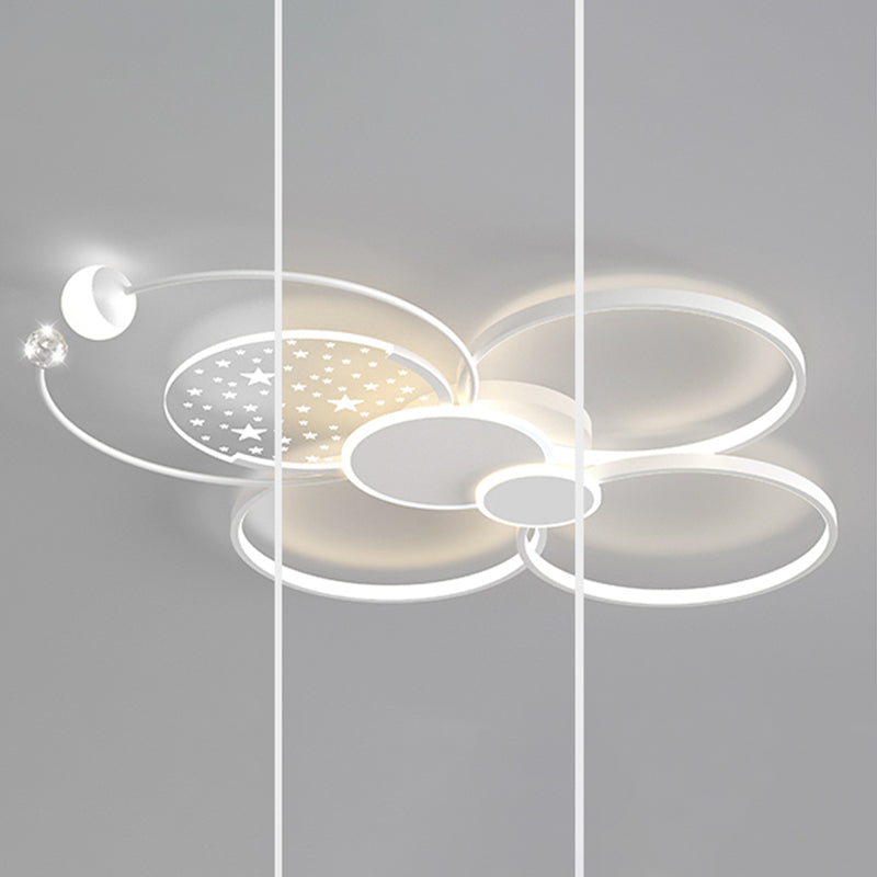 Modern LED Metal Flush Mount Circle Shape Ceiling Light with Acrylic Shade for Living Room