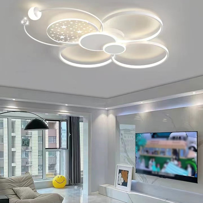 Modern LED Metal Flush Mount Circle Shape Ceiling Light with Acrylic Shade for Living Room