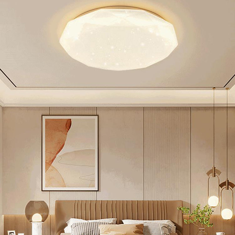 LED Modern Metal Flush Mount Polygon Shape Ceiling Lamp with Acrylic Shade for Living Room