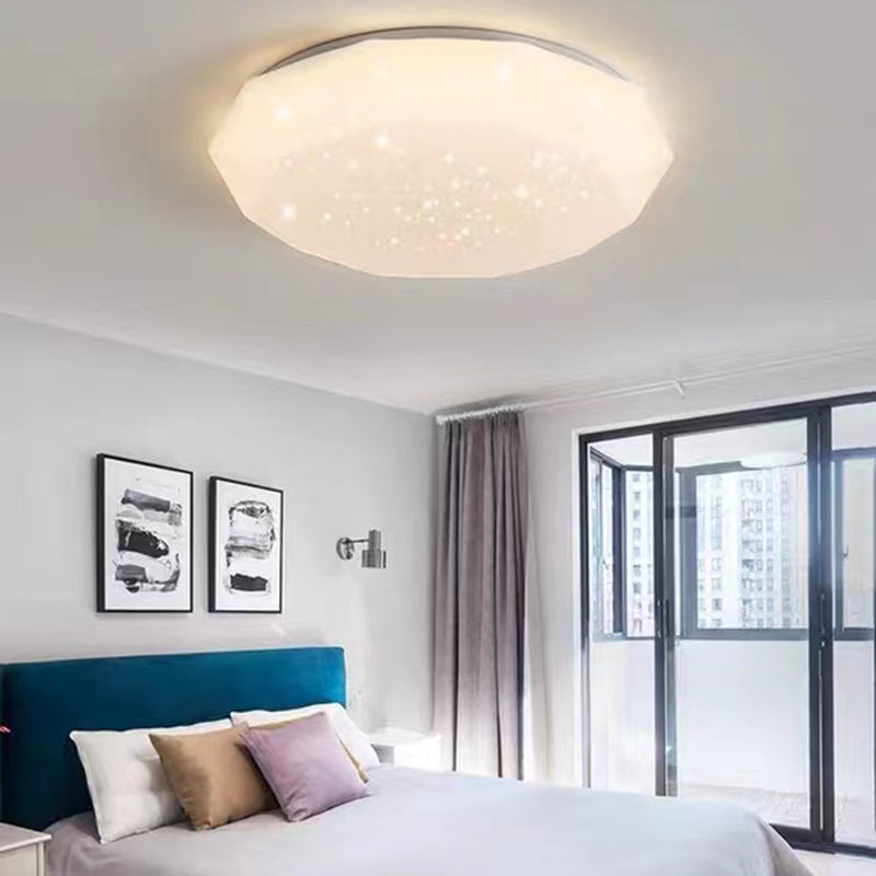 LED Modern Metal Flush Mount Polygon Shape Ceiling Lamp with Acrylic Shade for Living Room