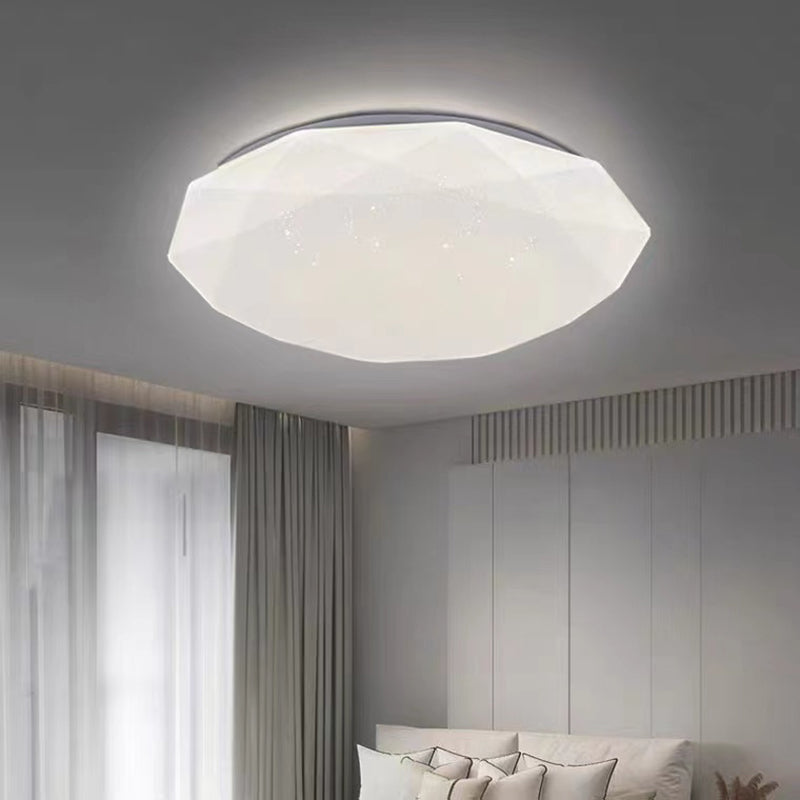 LED Modern Metal Flush Mount Polygon Shape Ceiling Lamp with Acrylic Shade for Living Room