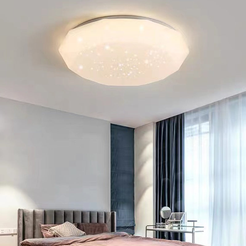 LED Modern Metal Flush Mount Polygon Shape Ceiling Lamp with Acrylic Shade for Living Room