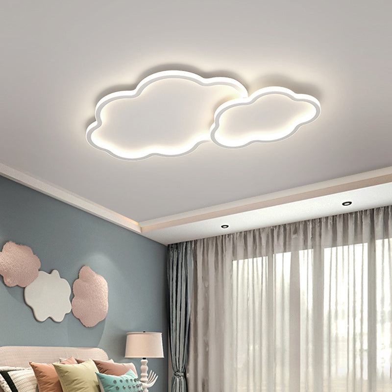 Modern LED Metal Flush Mount Cloud Shape Ceiling Light with Plastic Shade for Living Room