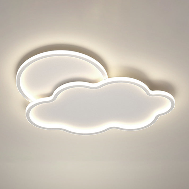 Modern LED Metal Flush Mount Cloud Shape Ceiling Light with Plastic Shade for Living Room