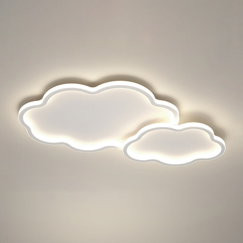 Modern LED Metal Flush Mount Cloud Shape Ceiling Light with Plastic Shade for Living Room