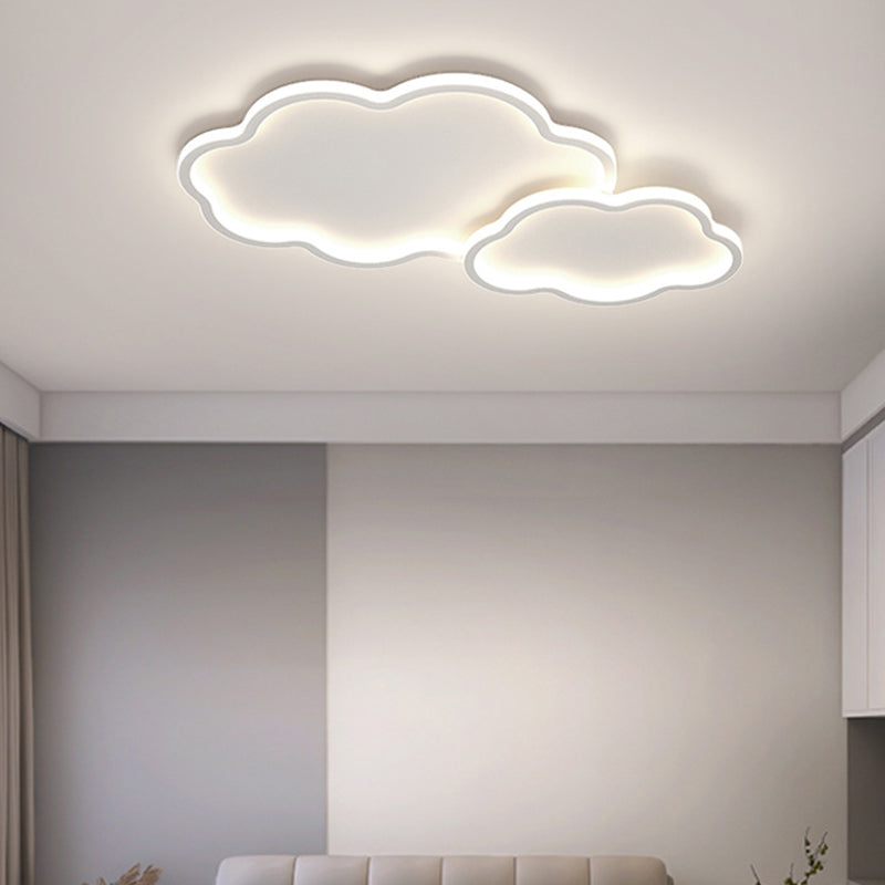 Modern LED Metal Flush Mount Cloud Shape Ceiling Light with Plastic Shade for Living Room