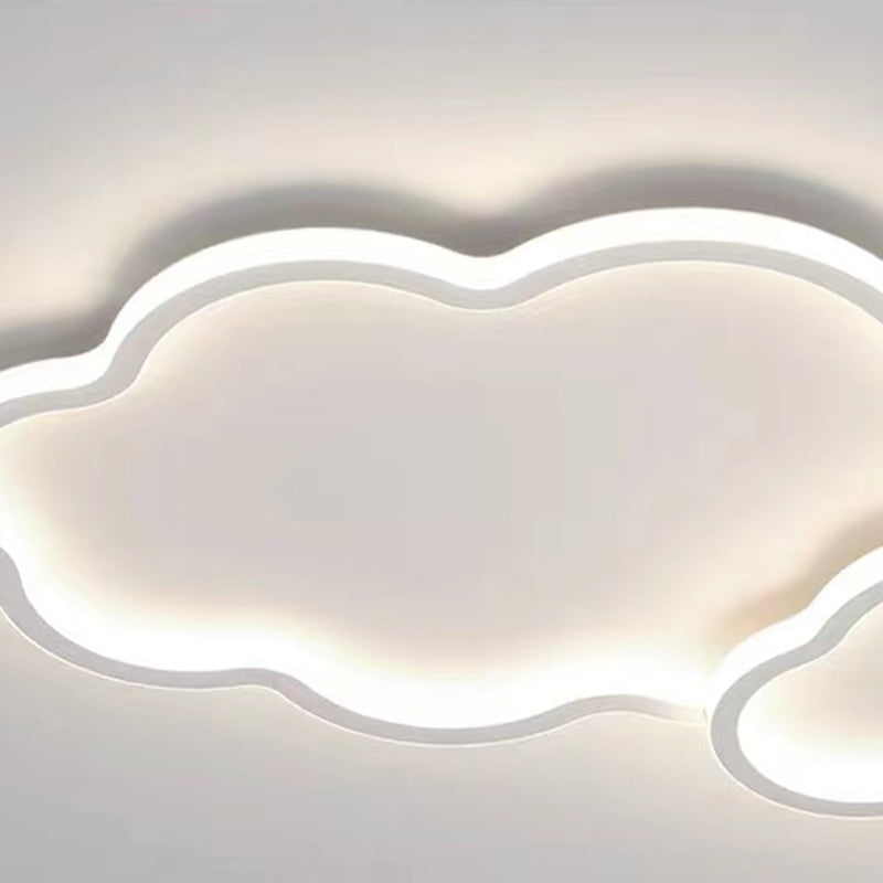 Modern LED Metal Flush Mount Cloud Shape Ceiling Light with Plastic Shade for Living Room