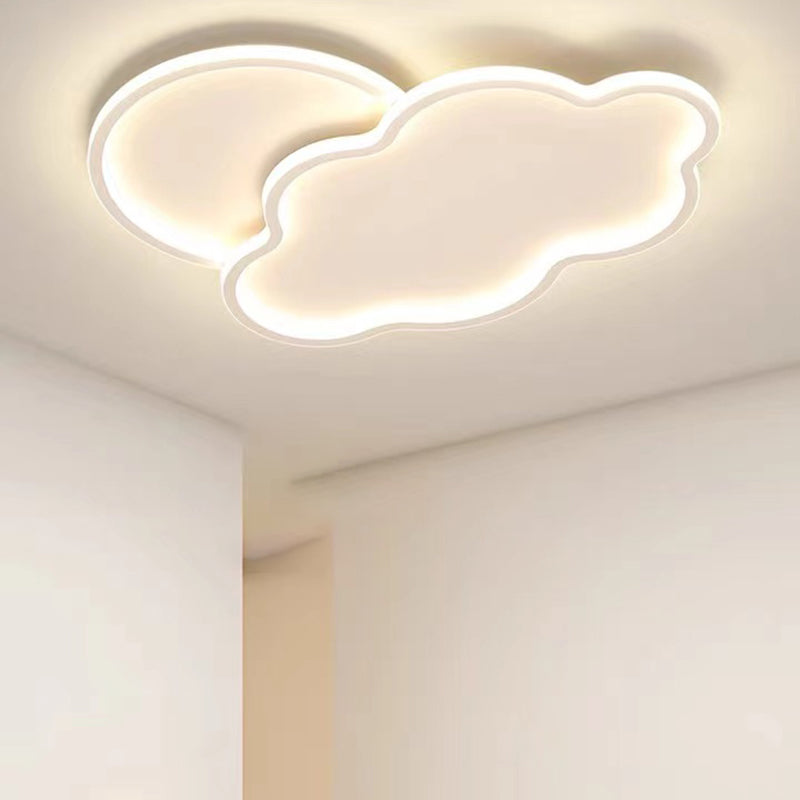 Modern LED Metal Flush Mount Cloud Shape Ceiling Light with Plastic Shade for Living Room