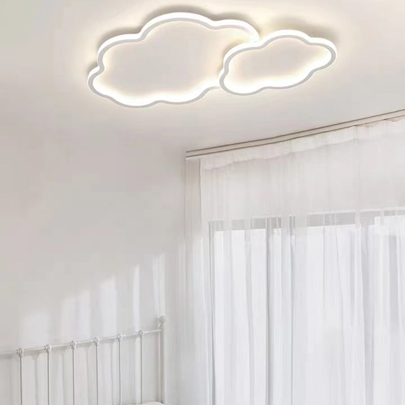 Modern LED Metal Flush Mount Cloud Shape Ceiling Light with Plastic Shade for Living Room