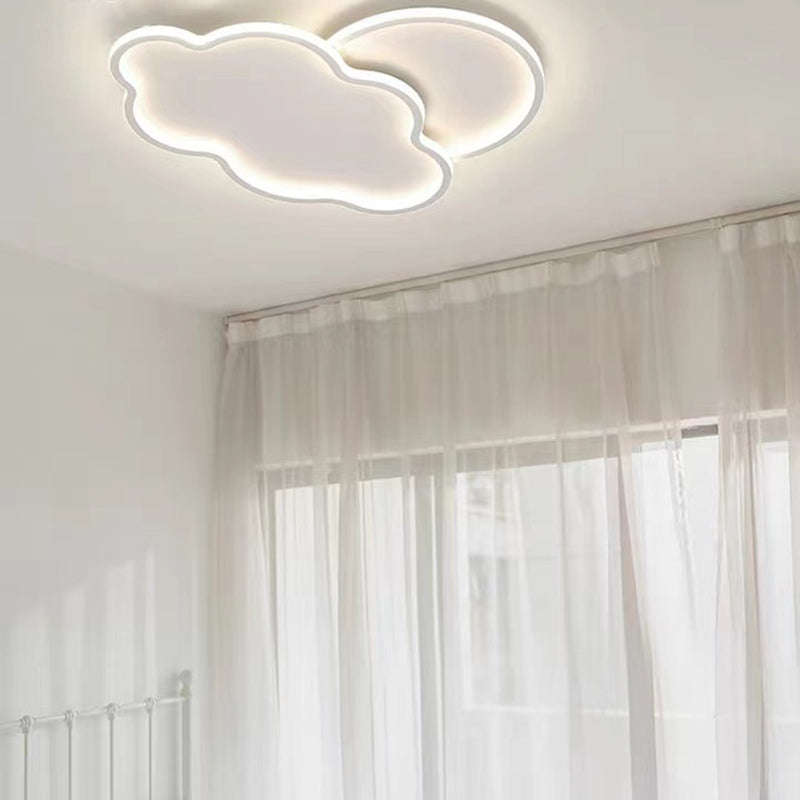 Modern LED Metal Flush Mount Cloud Shape Ceiling Light with Plastic Shade for Living Room