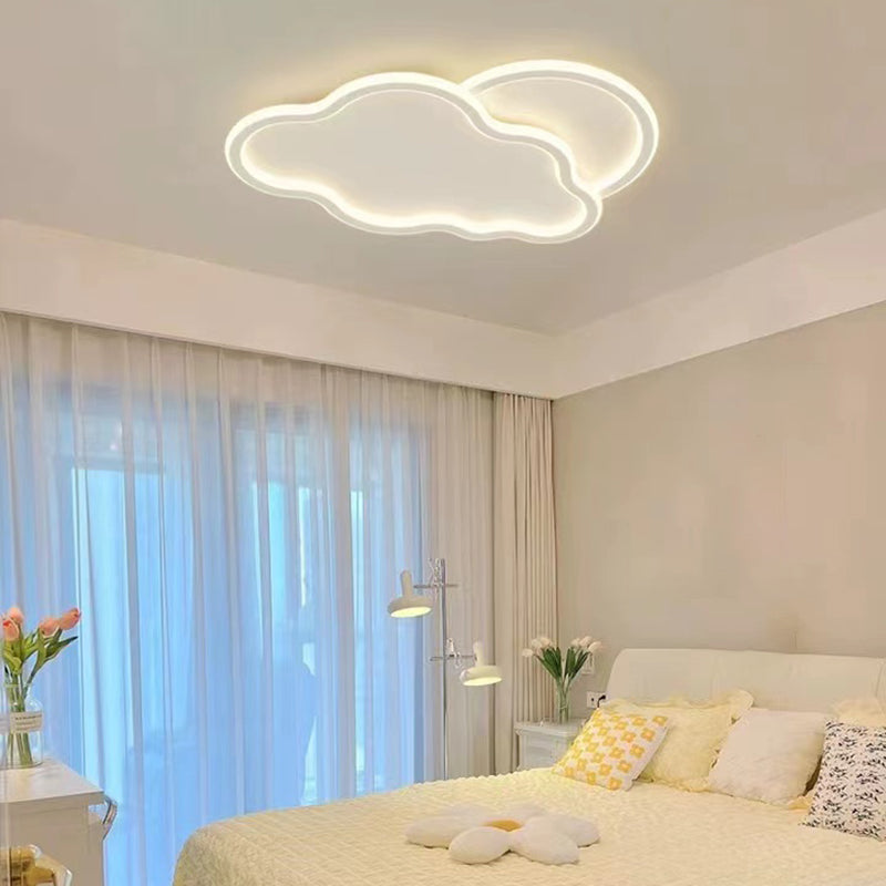 Modern LED Metal Flush Mount Cloud Shape Ceiling Light with Plastic Shade for Living Room