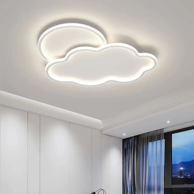 Modern LED Metal Flush Mount Cloud Shape Ceiling Light with Plastic Shade for Living Room