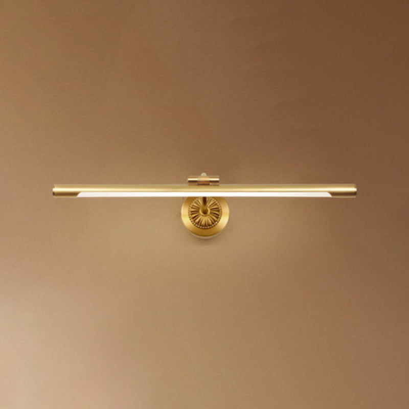 Mid Century Modern Wall Sconces Tube Brass LED Vanity Lighting for Bathroom