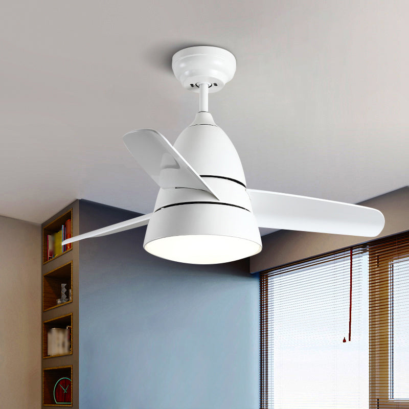 Modern Simple Ceiling Fan Lamp Cone Shape LED Ceiling Fan Light for Bedroom