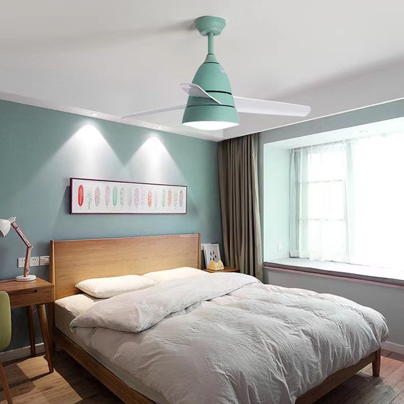 Modern Simple Ceiling Fan Lamp Cone Shape LED Ceiling Fan Light for Bedroom