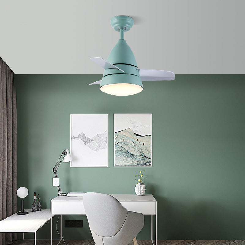 Modern Simple Ceiling Fan Lamp Cone Shape LED Ceiling Fan Light for Bedroom