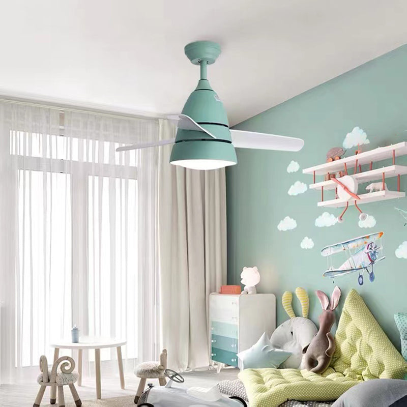 Modern Simple Ceiling Fan Lamp Cone Shape LED Ceiling Fan Light for Bedroom