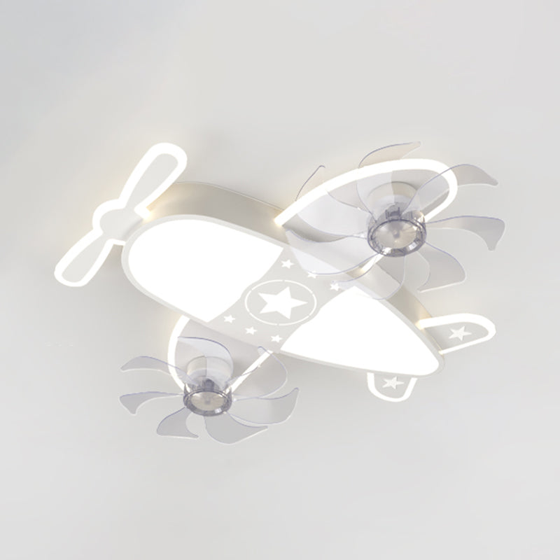 Nordic Style Ceiling Fan Lamp Plane Shape LED Ceiling Fan Light for Children's Room