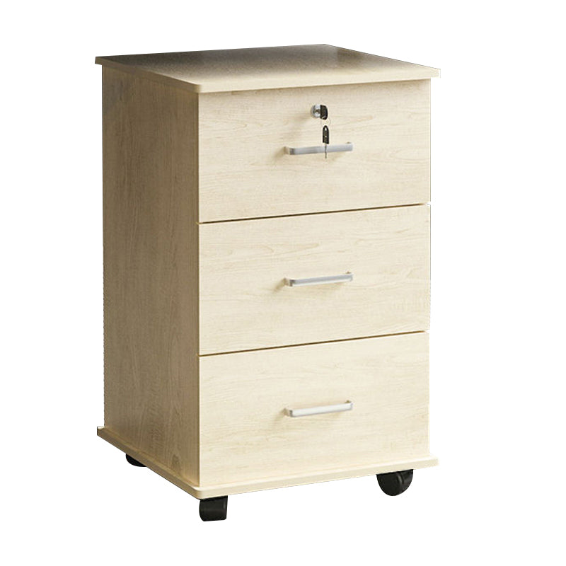 Traditional Wood Cabinet with 3 Drawers and Castors Vertical File Cabinet