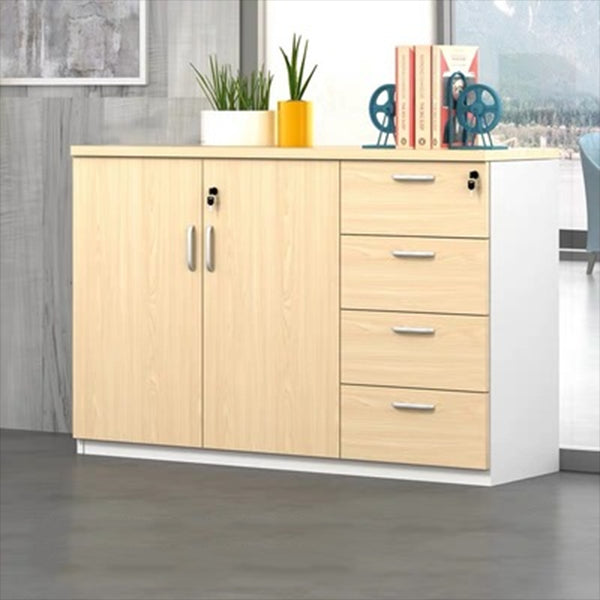 Nordic Style File Cabinets Solid Wood Horizontal File Cabinet with Key Lock