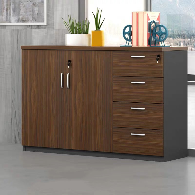 Nordic Style File Cabinets Solid Wood Horizontal File Cabinet with Key Lock