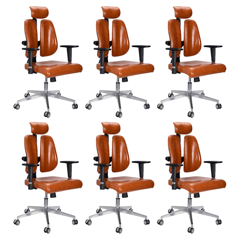 Modern Desk Chair Leather Executive Chair High-Back Chair in Brown