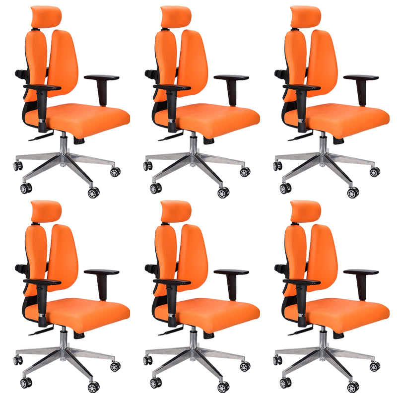 Modern Desk Chair Leather Executive Chair High-Back Chair in Orange