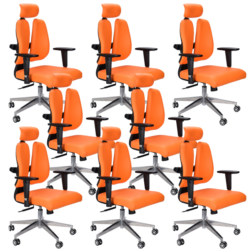 Modern Desk Chair Leather Executive Chair High-Back Chair in Orange