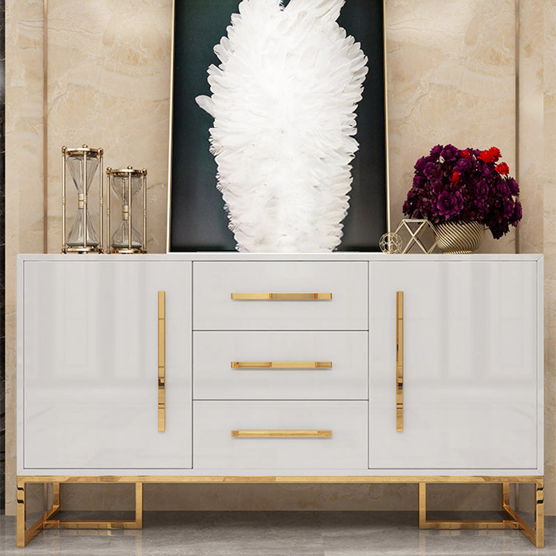 Glam Sideboard Buffet 3 Drawers and 2 Doors Cabinets Matte High Gloss Sideboard