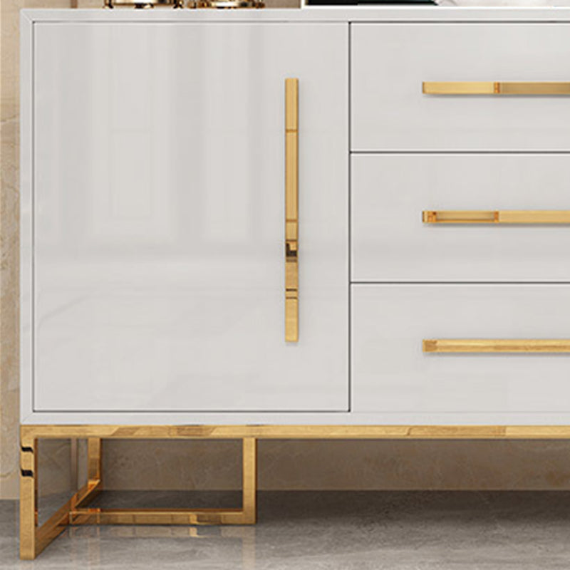 Glam Sideboard Buffet 3 Drawers and 2 Doors Cabinets Matte High Gloss Sideboard