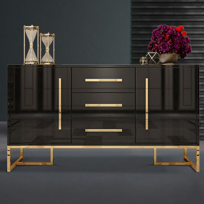 Glam Sideboard Buffet 3 Drawers and 2 Doors Cabinets Matte High Gloss Sideboard