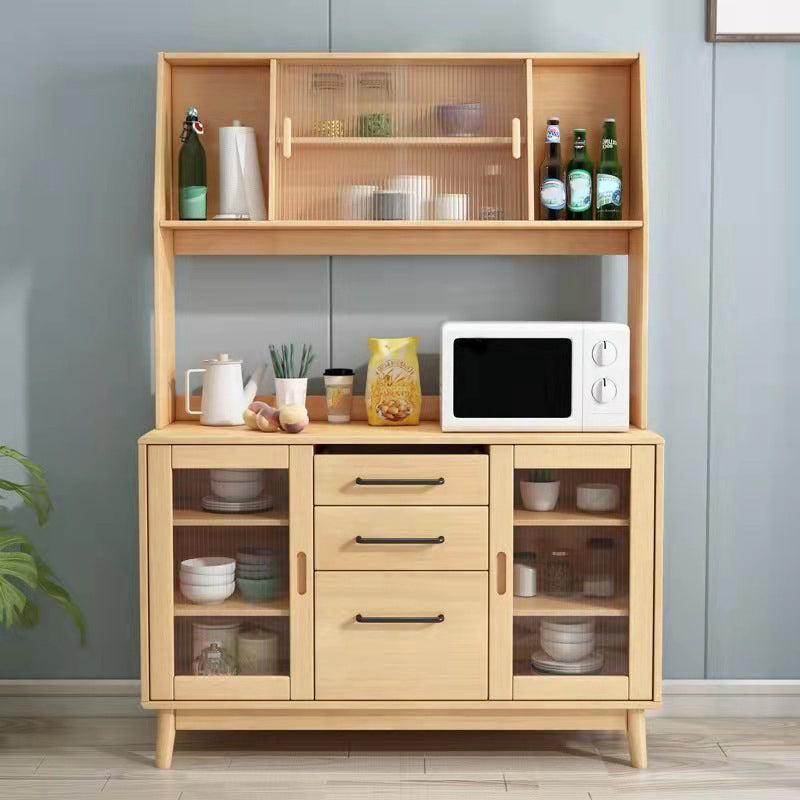 Contemporary Sideboard Solid Wood Dining Buffet with Drawers and Cabinets