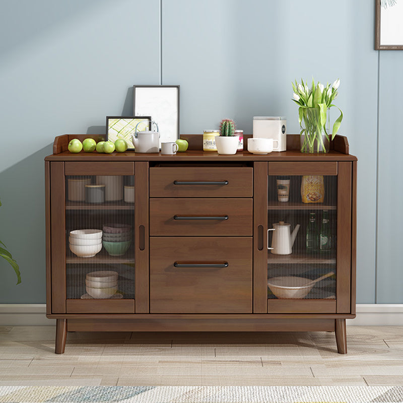 Contemporary Sideboard Solid Wood Dining Buffet with Drawers and Cabinets